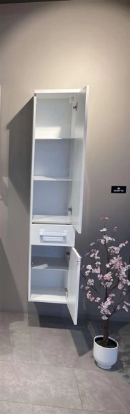 Orka Perge 35 cm Beyaz Raflı Banyo Boy Çamaşır Dolabı - 3