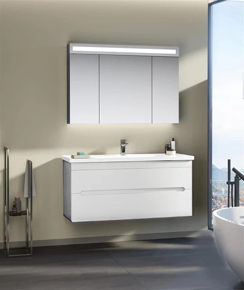 Orka Varna 120 cm Mat Beyaz Banyo Dolabı Takımı