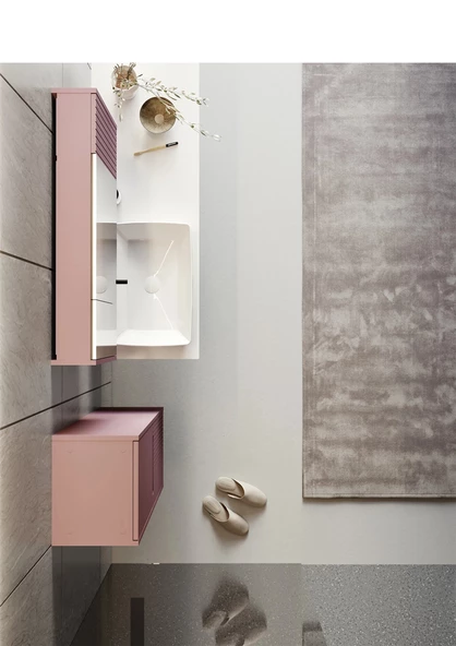 Orka Biella 120 cm Pudra Banyo Dolabı Takımı - Resim 2