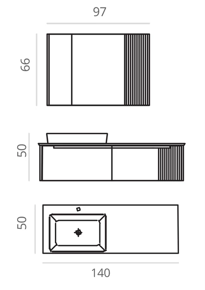 Orka Biella 140 cm Pudra Banyo Dolabı Takımı - Resim 8