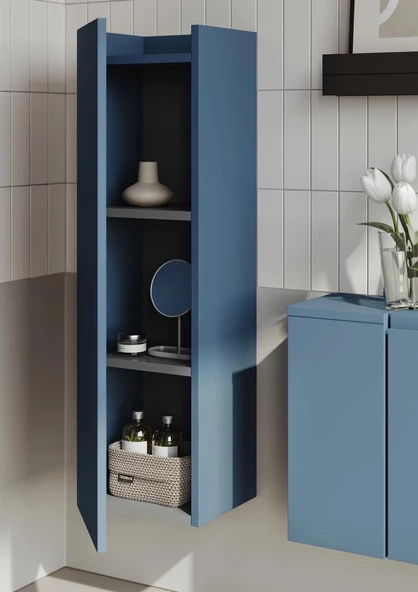 Orka Ferla 30 cm Mavi Banyo Boy Çamaşır Dolabı