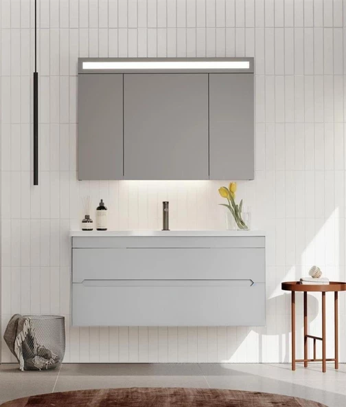 Orka Varna 100 cm Mat Beyaz Banyo Dolabı Takımı ürün görseli