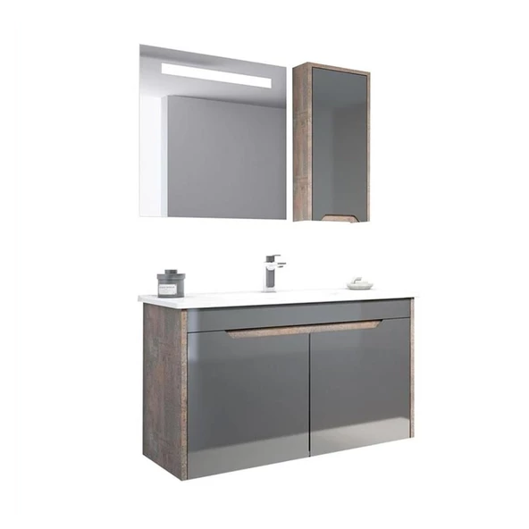 Orka Lago 100 cm Antrasit Banyo Dolabı Takımı - Resim 4