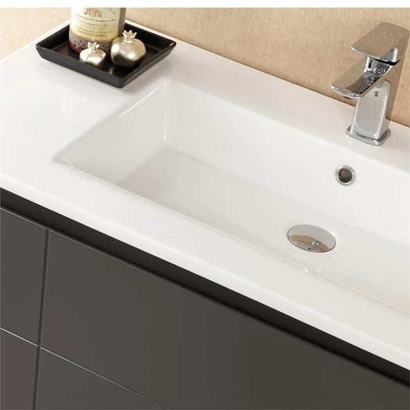 Orka Likya 80 cm Mat Antrasit Banyo Dolabı Takımı - Resim 2