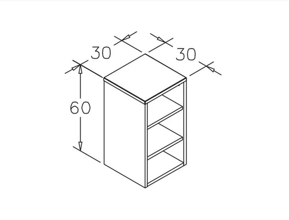 Orka Knidos 30 cm Legnano Alt Banyo Boy Çamaşır Dolabı - Resim 4