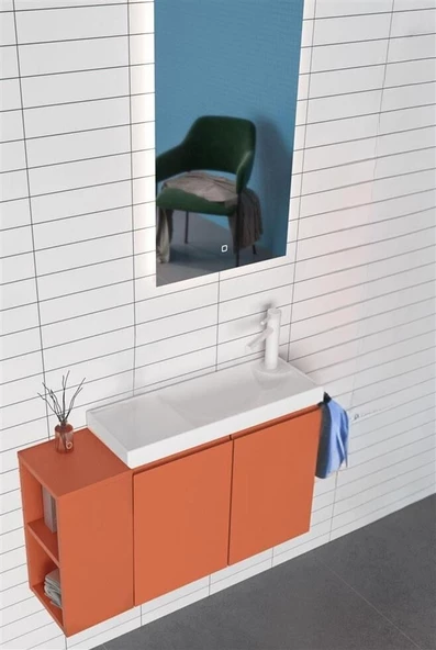 Orka Ferla 80 cm Mat Tarçin Banyo Dolabı Takımı