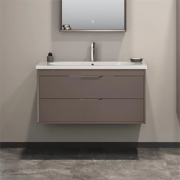 Orka Clay 100 cm Toprak Banyo Dolabı Alt Modül ve Lavabo