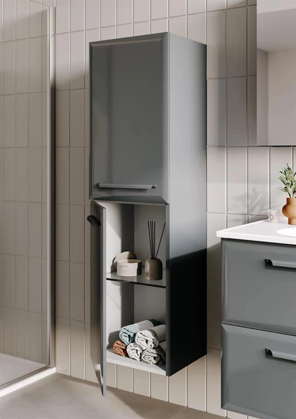 Orka Nuvola 40 cm Antrasit Banyo Boy Çamaşır Dolabı - Resim 2