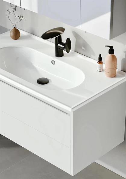 Orka Likya 100 cm Mat Beyaz Banyo Dolabı Takımı - 4