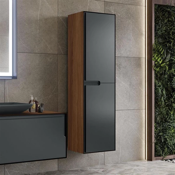 Orka Craft 40 cm Ceviz Banyo Boy Çamaşır Dolabı - 3