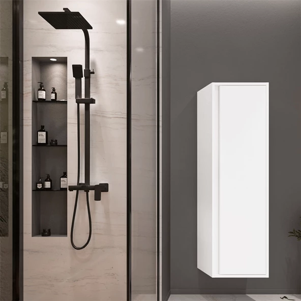 Orka Verona 40 cm Parlak Beyaz Banyo Boy Çamaşır Dolabı