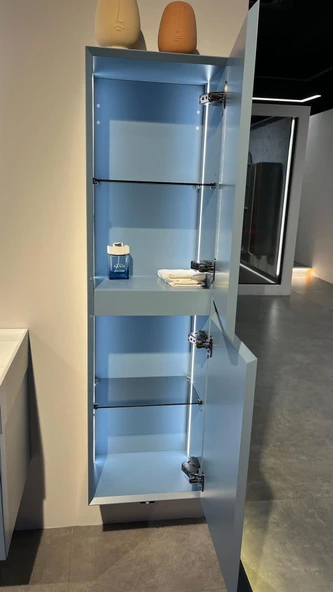 Orka Lusso 40 cm Mavi Banyo Boy Çamaşır Dolabı - 4