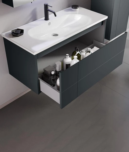 Orka Likya 80 cm Mat Antrasit Banyo Dolabı Takımı - Resim 5