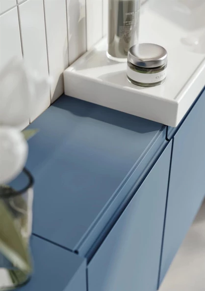 Orka Ferla 110 cm Mavi Banyo Dolabı Alt Modül ve Lavabo - Resim 4