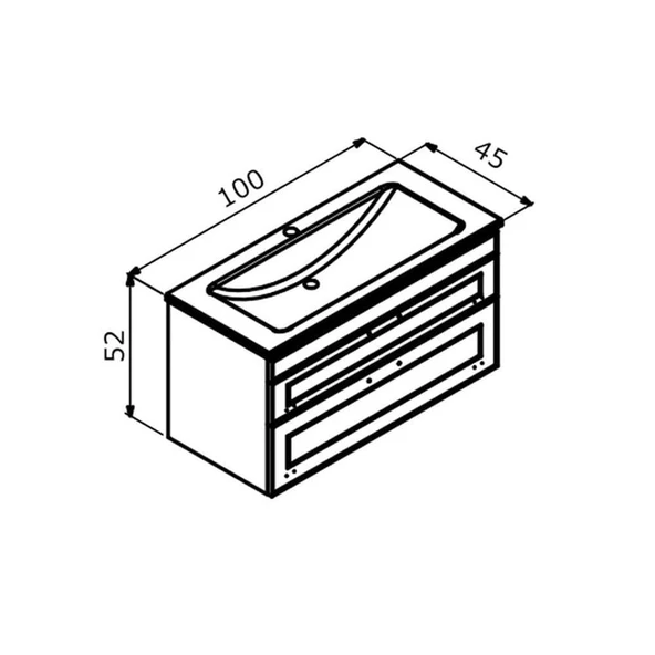 Orka Limpo 100 cm Antrasit Dolabı Alt Modül ve Lavabo - Resim 2