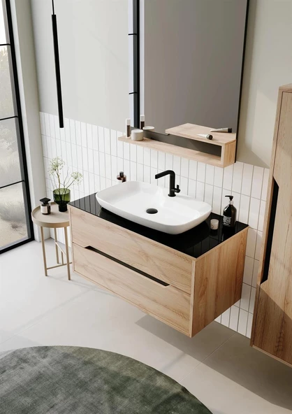 Orka Galia 100 cm Legnano Banyo Dolabı Alt Modül ve Lavabo - Resim 2