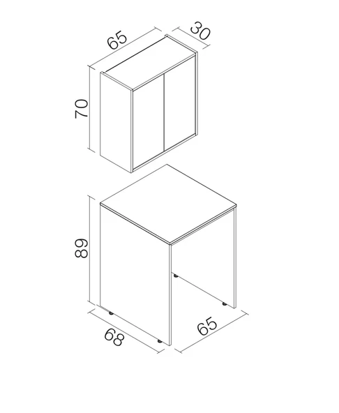 Orka Sedir 65 cm Mat Beyaz Çamaşır Dolabı Takımı - Resim 2