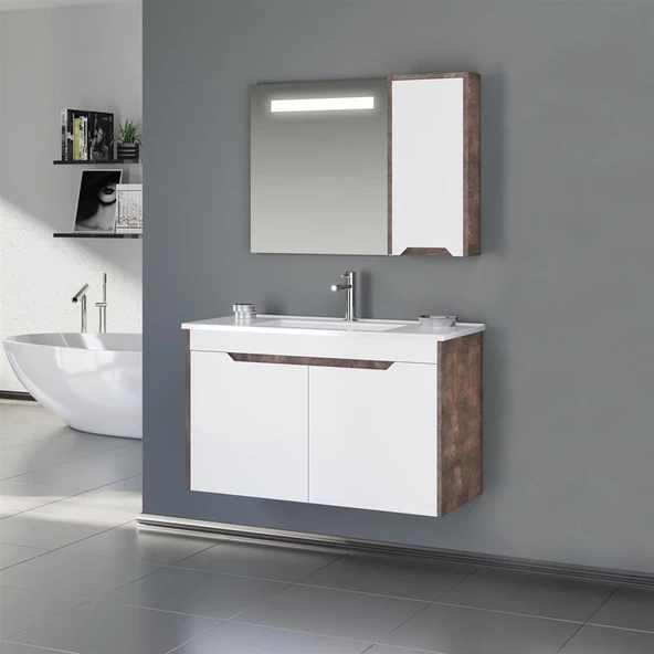 Orka Lago 100 cm Beyaz Banyo Dolabı Takımı