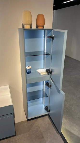 Orka Lusso 40 cm Mavi Banyo Boy Çamaşır Dolabı - 3