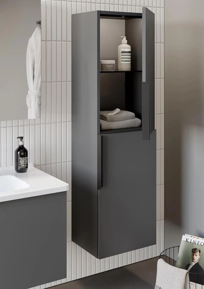 Orka Pure 40 cm Gri Banyo Boy Çamaşır Dolabı