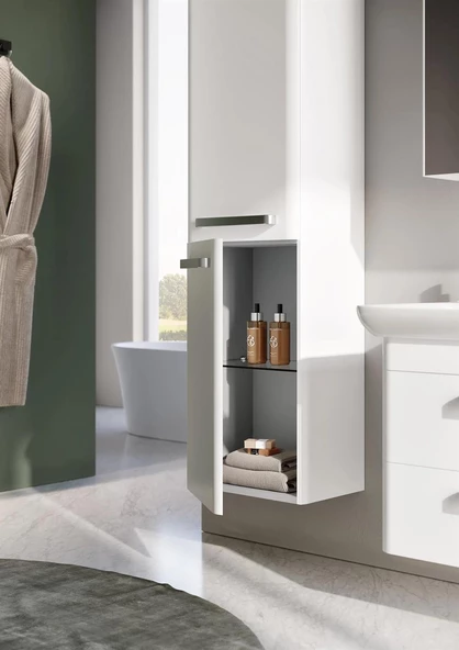 Orka Rose 40 cm Beyaz Banyo Boy Çamaşır Dolabı - 2