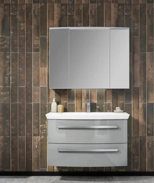 Orka Urla 110 cm Parlak Gri Banyo Dolabı Takımı ürün görseli