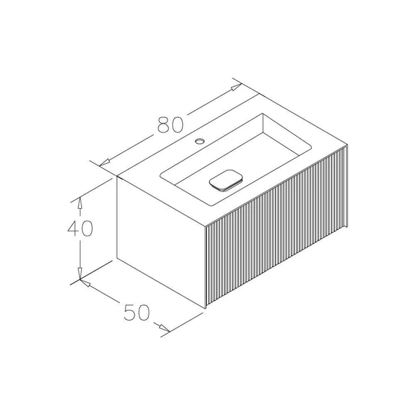 Orka Cube 80 cm Antrasit Banyo Dolabı Alt Modül ve Lavabo - 3