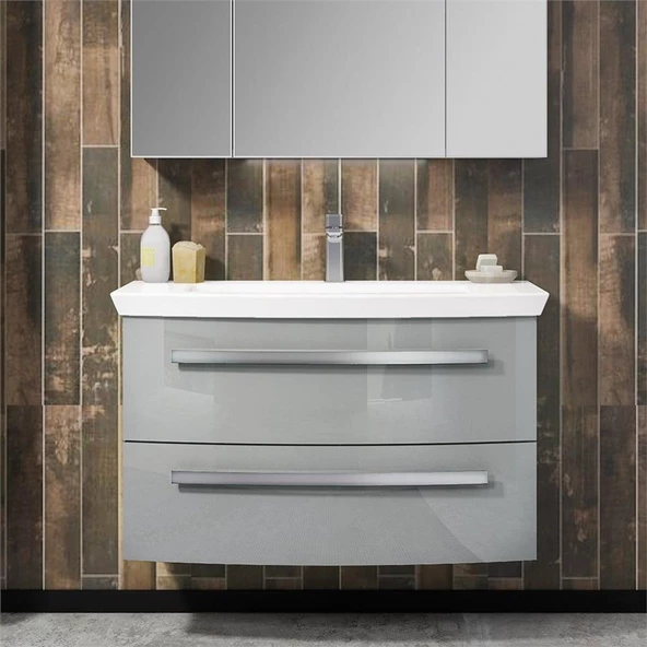 Orka Urla 110 cm Gri Banyo Dolabı Alt Modül ve Lavabo