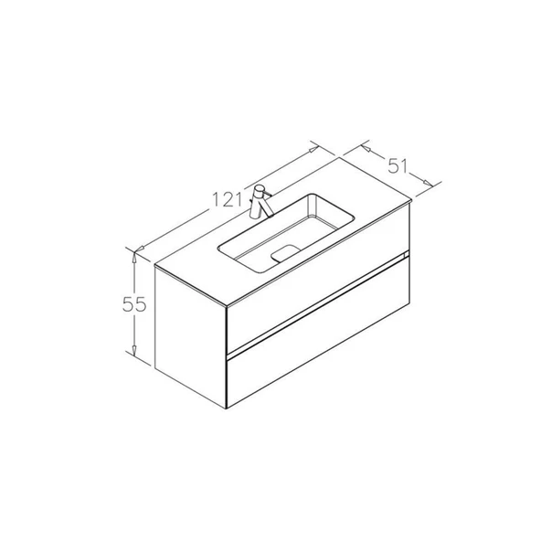 Orka Nest 121 cm Mat Antrasit Banyo Dolabı Alt Modül ve Lavabo - Resim 4