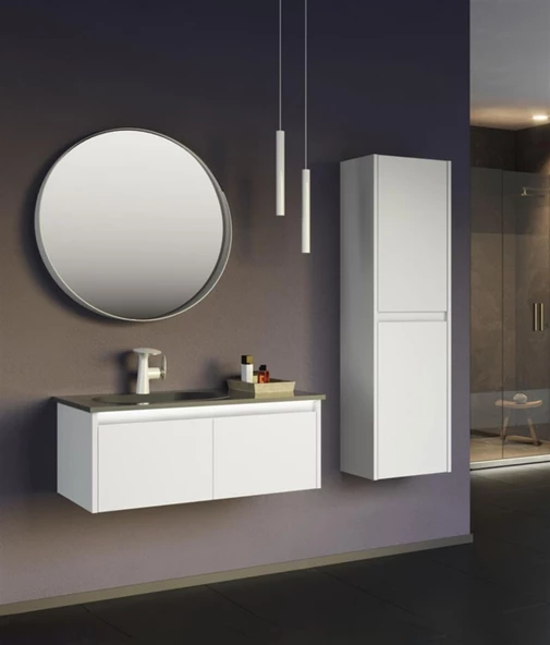 Orka Lisbon 90 cm Beyaz Banyo Dolabı Alt Modül ve Lavabo - Resim 3