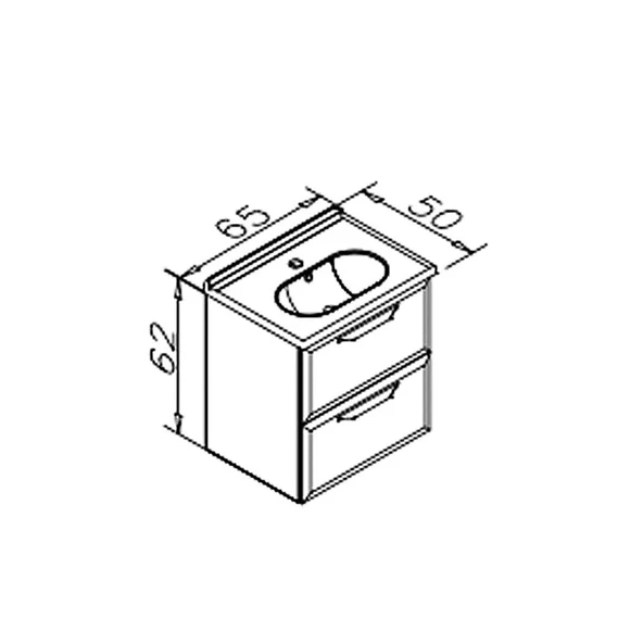 Orka Nuvola 65 cm Beyaz Banyo Dolabı Alt Modül ve Lavabo - Resim 2