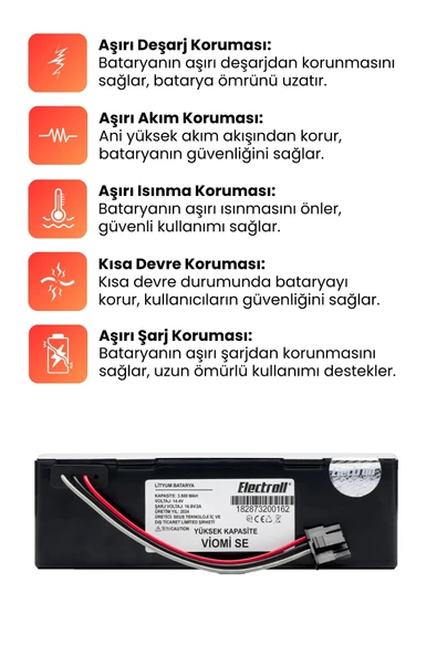 Viomi Se Uyumlu Batarya (YÜKSEK KAPASİTE) 3500mah Pil Robot Süpürge Batarya Değişimi - 3