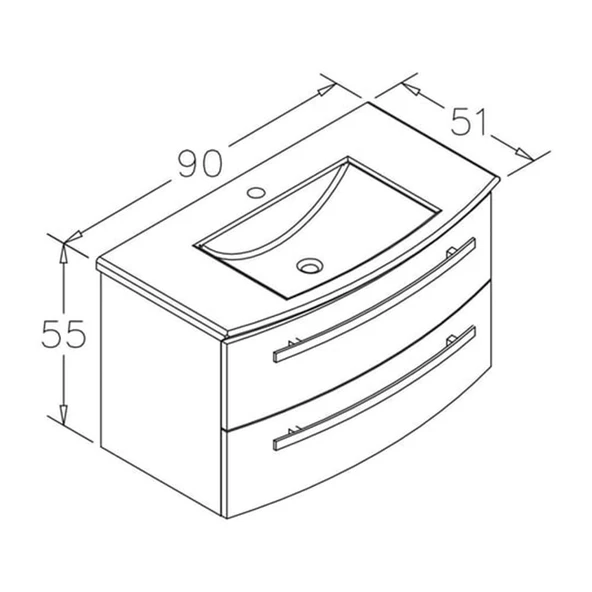 Orka Urla 90 cm Gri Banyo Dolabı Alt Modül ve Lavabo - 4