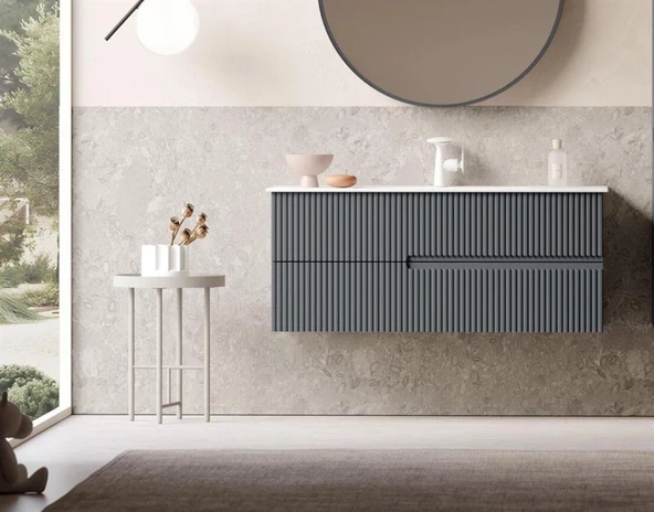 Orka Moonlight 90 cm Antrasit Banyo Dolabı Alt Modül ve Lavabo ürün görseli