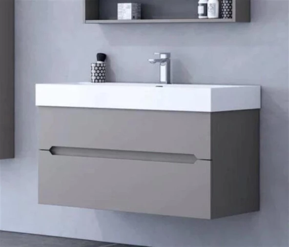 Orka Malta 100 cm Gri Banyo Dolabı Alt Modül ve Lavabo ürün görseli