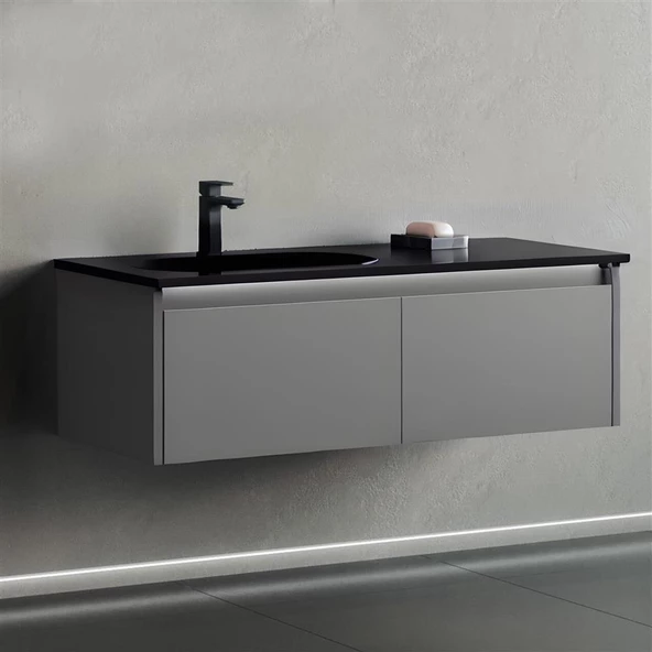 Orka Lisbon 110 cm Gri Banyo Dolabı Alt Modül ve Lavabo ürün görseli
