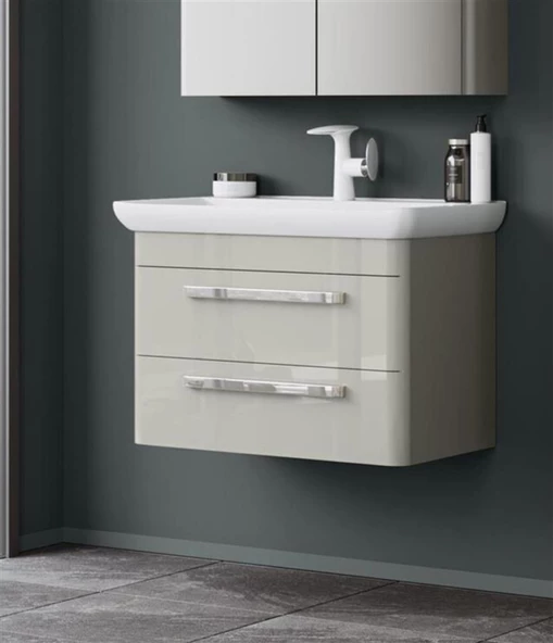 Orka Rose 80 cm Parlak Kaşmir Banyo Dolabı Alt Modül ve Lavabo ürün görseli