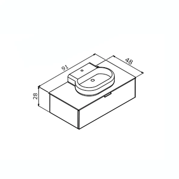 Orka Yalıköy 90 cm Parlak Siyah Banyo Dolabı Alt Modül ve Lavabo - Resim 4