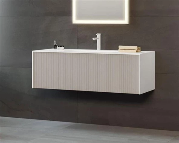 Orka Cube 120 cm Vizon Banyo Dolabı Alt Modül ve Lavabo
