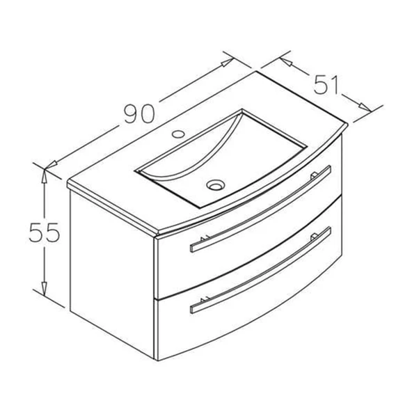 Orka Urla 110 cm Beyaz Banyo Dolabı Alt Modül ve Lavabo - Resim 3
