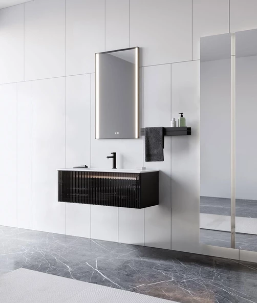 Orka Urban 100 cm Antrasit Füme Banyo Dolabı Alt Modül ve Lavabo