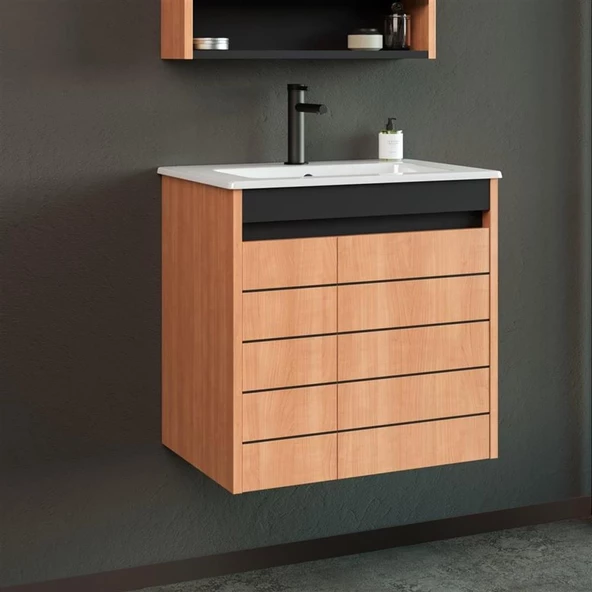 Orka Ricato 60 cm Kiraz Banyo Dolabı Alt Modül ve Lavabo - 1