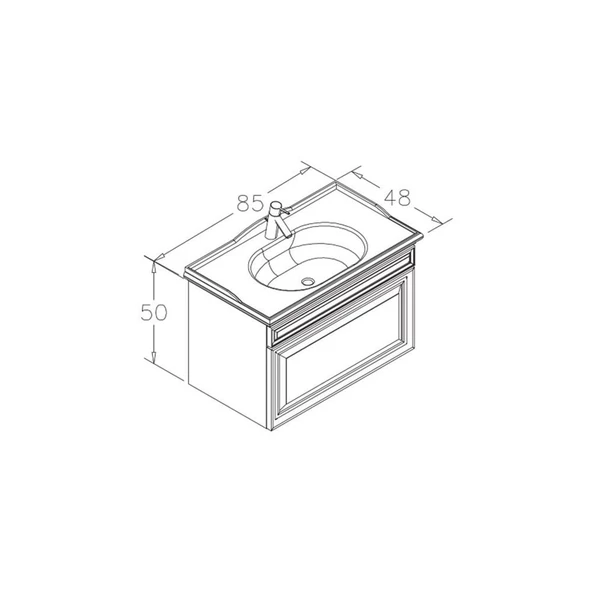 Orka Design 85 cm Antrasit Banyo Dolabı Alt Modül ve Lavabo - Resim 3