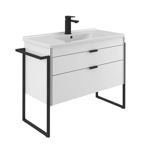 Orka Trio 80 cm Beyaz Kapaklı Havluluklu Banyo Dolabı Alt Modül ve Lavabo