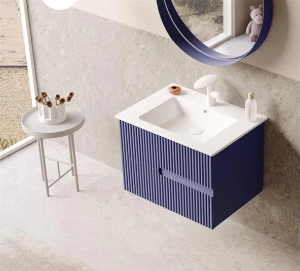 Orka Moonlight 70 cm Lacivert Banyo Dolabı Alt Modül ve Lavabo - 2