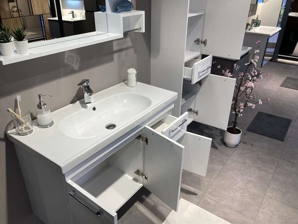 Orka Perge 85 cm Beyaz Lake Banyo Dolabı Alt Modül ve Lavabo - 2