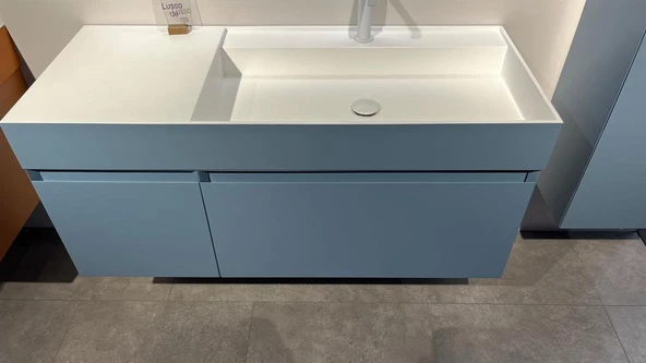 Orka Lusso 120 cm Mavi Banyo Dolabı Alt Modül ve Lavabo - Resim 3