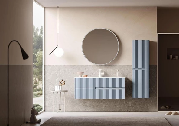 Orka Moonlight 90 cm Mavi Banyo Dolabı Alt Modül ve Lavabo - 2