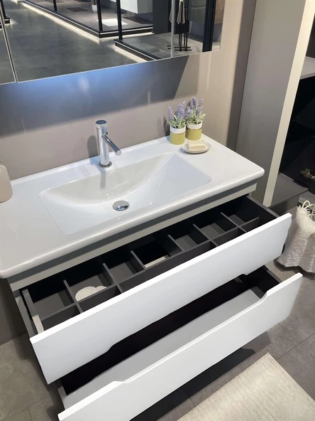 Orka Varna 120 cm Beyaz Banyo Dolabı Alt Modül ve Lavabo - 3