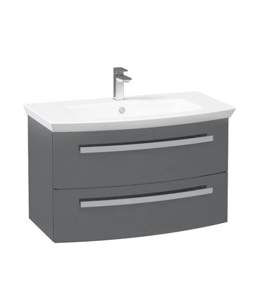 Orka Urla 90 cm Antrasit Banyo Dolabı Alt Modül ve Lavabo - Resim 2